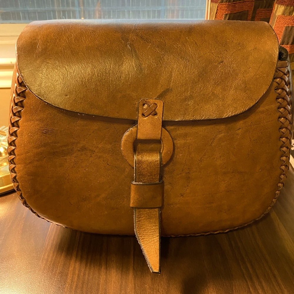 Brown leather Mexican style bag